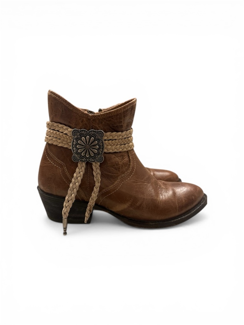 Ariat Circuit Sage Western Booties Brown Leather Concho - Women's Size 9.5